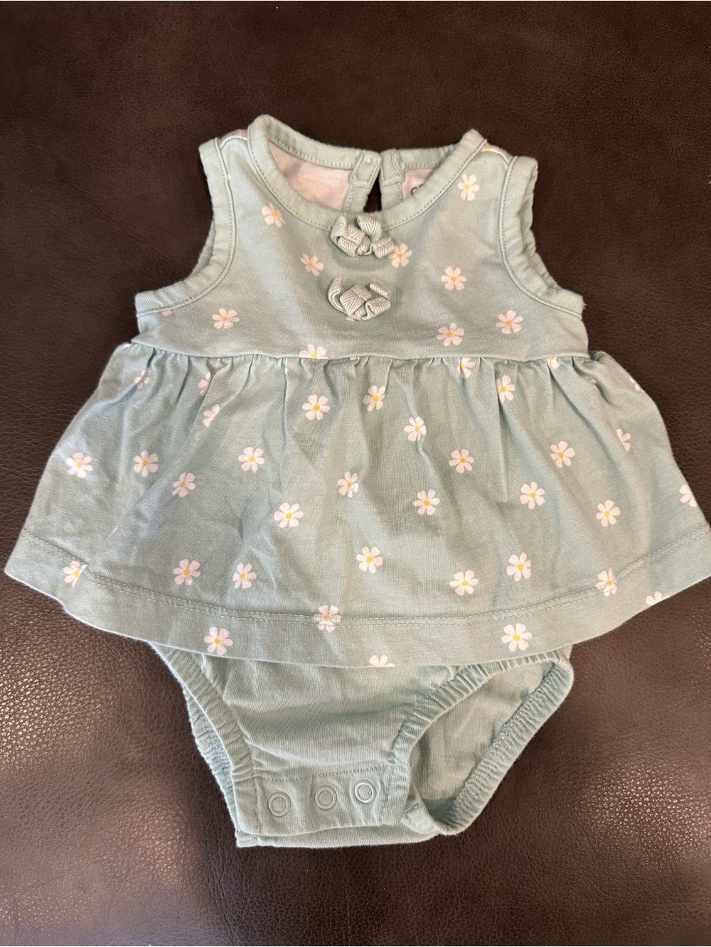 Carter's Sage Green Daisy Bodysuit Dress